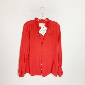 J. Crew Collection red button up silk blouse 12